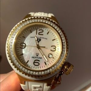White Ceramic Gold-tone Diamond Neptune Watch